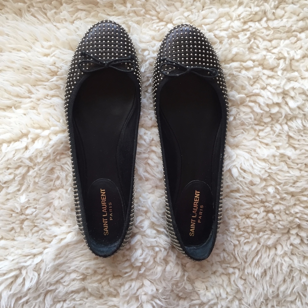 Saint Laurent Paris Studded Flats - Size 38.5